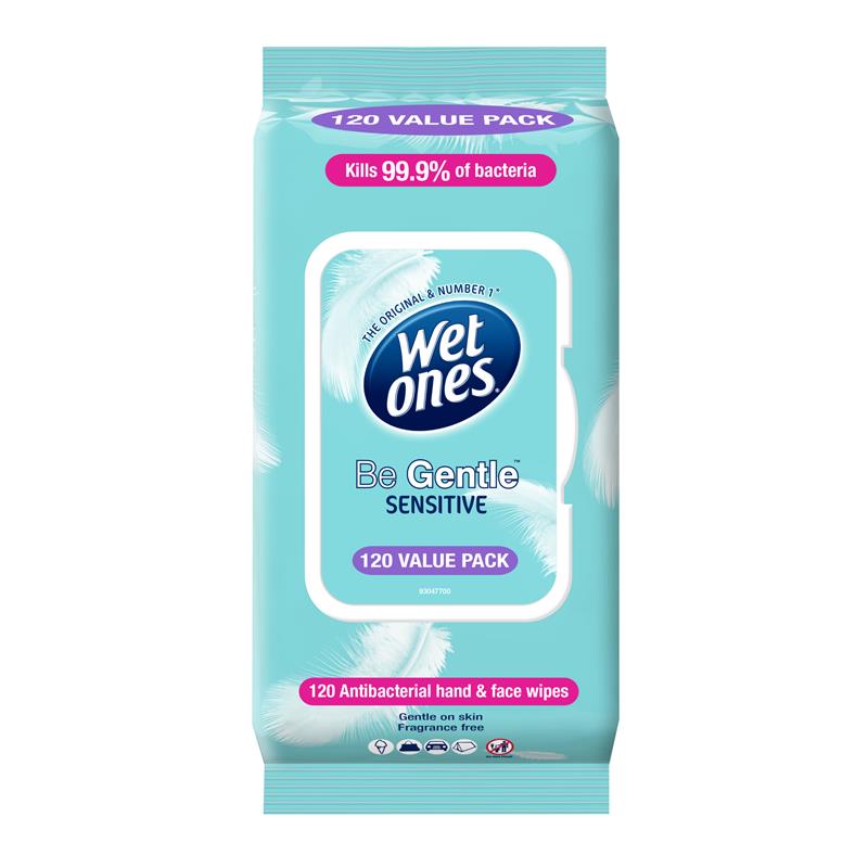 Load image into Gallery viewer, Wet Ones Be Gentle Sensitive Antibacterial Wipes 120 Pack Exclusive Size
