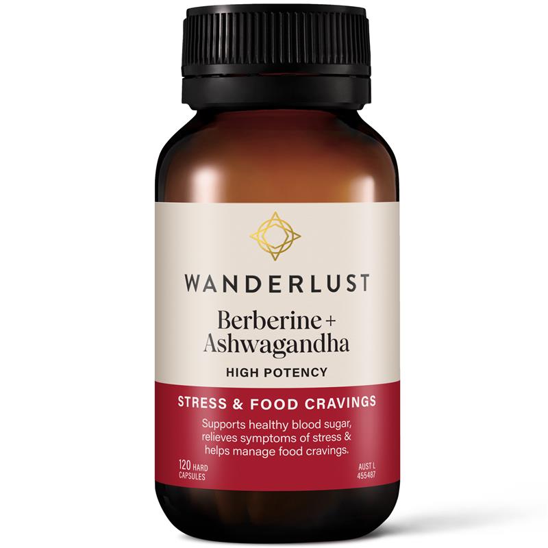 Load image into Gallery viewer, Wanderlust Berberine + Ashwagandha 120 Capsules
