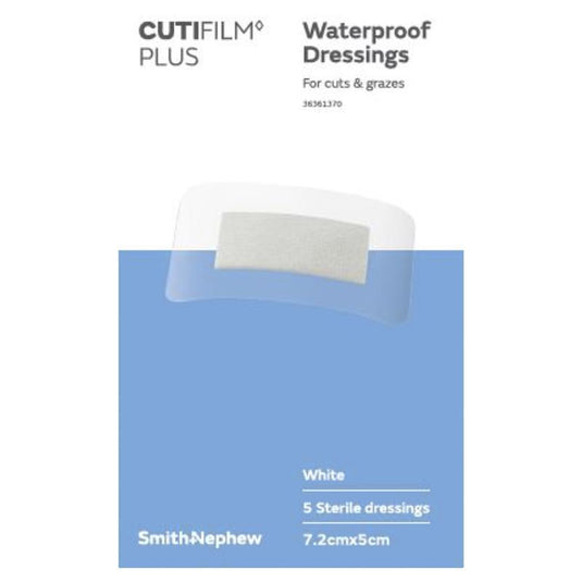 Cutifilm Plus Waterproof Dressings Hypo 7.2x5cm 5 Pack