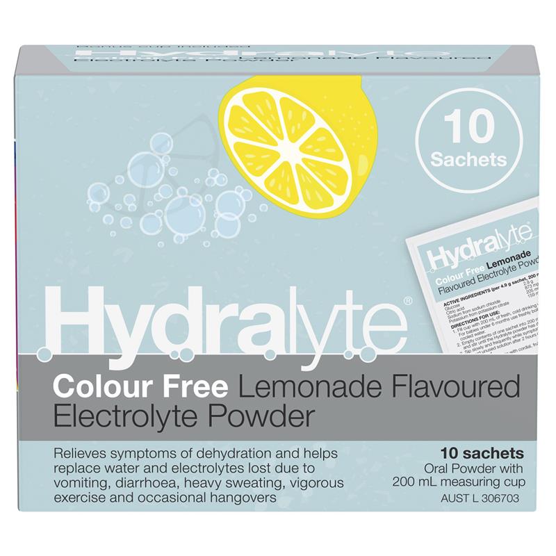 Load image into Gallery viewer, Hydralyte Electrolyte Powder Colour Free Lemonade 4.9g x 10
