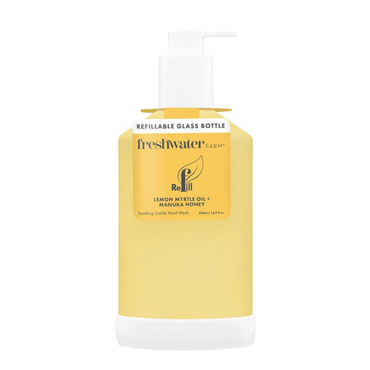 Freshwater Farm Refillable Glass Bottle Lemon Myrtle + Manuka Honey 500ml