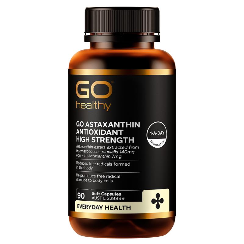 Load image into Gallery viewer, GO Healthy Astaxanthin Antioxidant High Strength 90 Soft Capsules Exclusive Size
