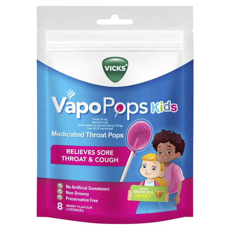 Load image into Gallery viewer, Vicks VapoPops Kids Medicated Throat Pops 8 Pack
