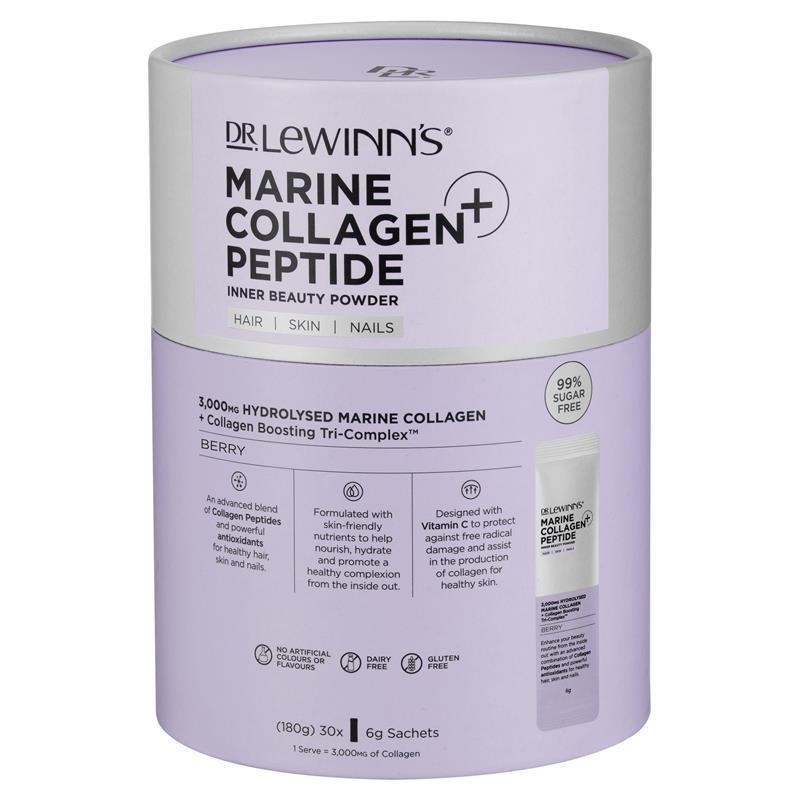Load image into Gallery viewer, Dr LeWinn's Marine Collagen Peptide+ Inner Beauty Berry Flavour Powder
