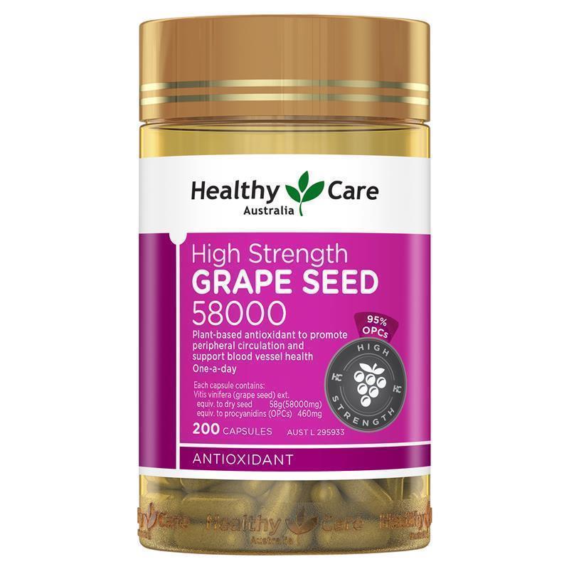 Load image into Gallery viewer, Healthy Care High Strength Grape Seed 58000 200 Capsules
