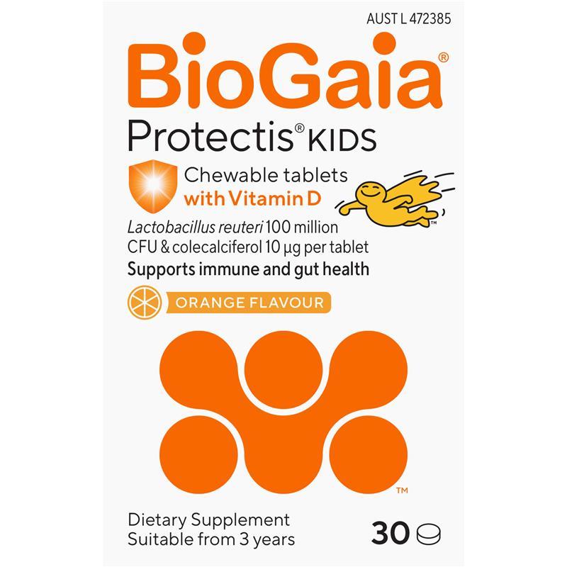 Load image into Gallery viewer, BioGaia Protectis with Vitamin D 10mcg Orange Flavour 30 Tablets
