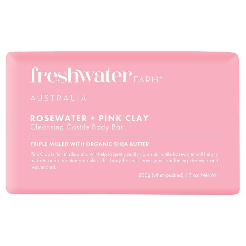 Load image into Gallery viewer, Freshwater Farm Australia Rosewater + Pink Clay Cleansing Bar 200g
