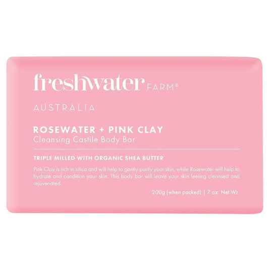 Freshwater Farm Australia Rosewater + Pink Clay Cleansing Bar 200g