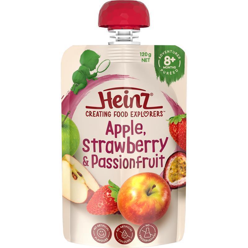 Load image into Gallery viewer, Heinz Apple Strawberry &amp; Passionfruit Pouch 120g 8m+
