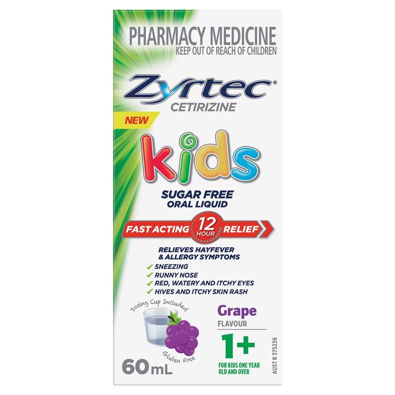 Load image into Gallery viewer, Zyrtec Kids Antihistamine Allergy &amp; Hayfever Oral Liquid Grape 60mL
