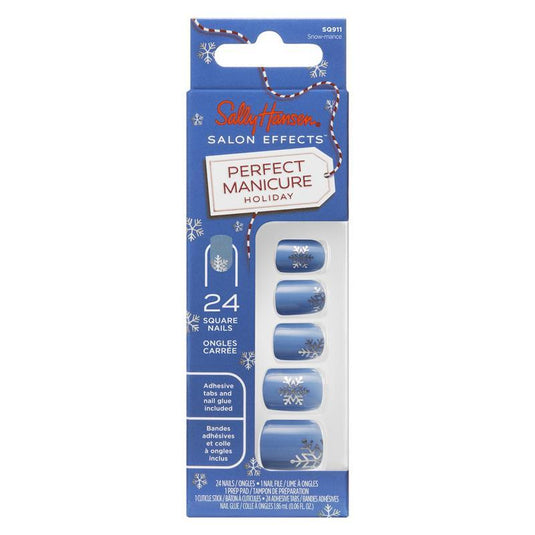 Sally Hansen Salon Effects Perfect Manicure 24 Press On Nails Once Upon A Holiday Collection Snow-Mance