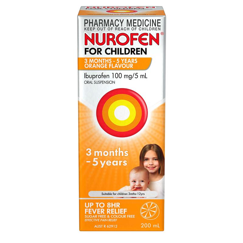 Load image into Gallery viewer, Nurofen For Children 3 months - 5 years Pain and Fever Relief 100mg/5mL Ibuprofen Orange 200mL
