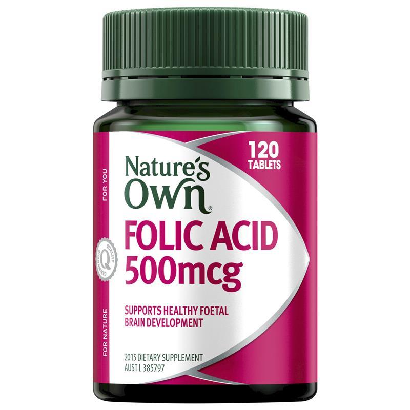 Load image into Gallery viewer, Nature's Own Folic Acid 500mcg 120 Tablets
