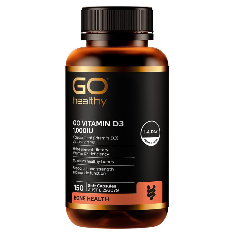 Load image into Gallery viewer, GO Healthy Vitamin D3 1,000IU 150 Soft Capsules
