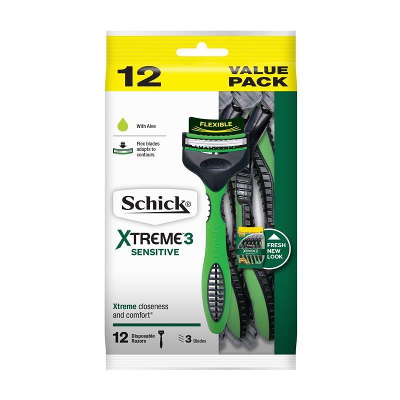 Load image into Gallery viewer, Schick Xtreme 3 Sensitive Mens Disposable Razors 12 Value Pack

