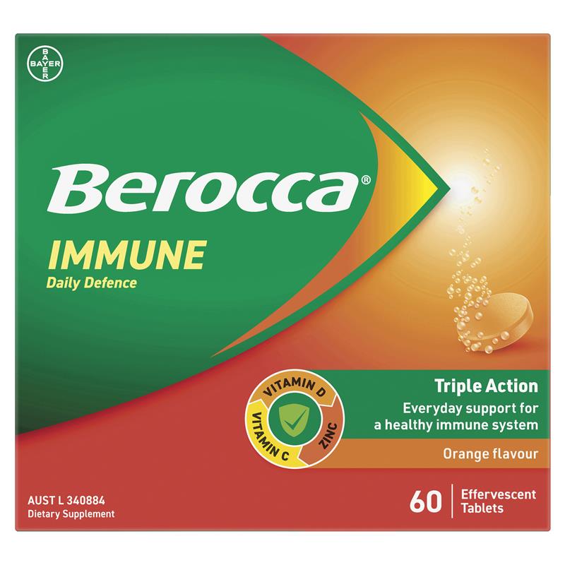 Load image into Gallery viewer, Berocca Immune Daily Defence Orange 60 Effervescent Tablets Exclusive Size
