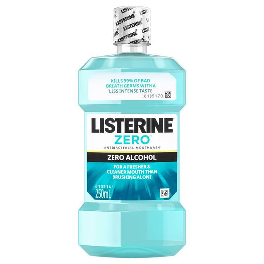 Listerine Zero Alcohol Antibacterial Mouthwash Less Intense Taste 250mL