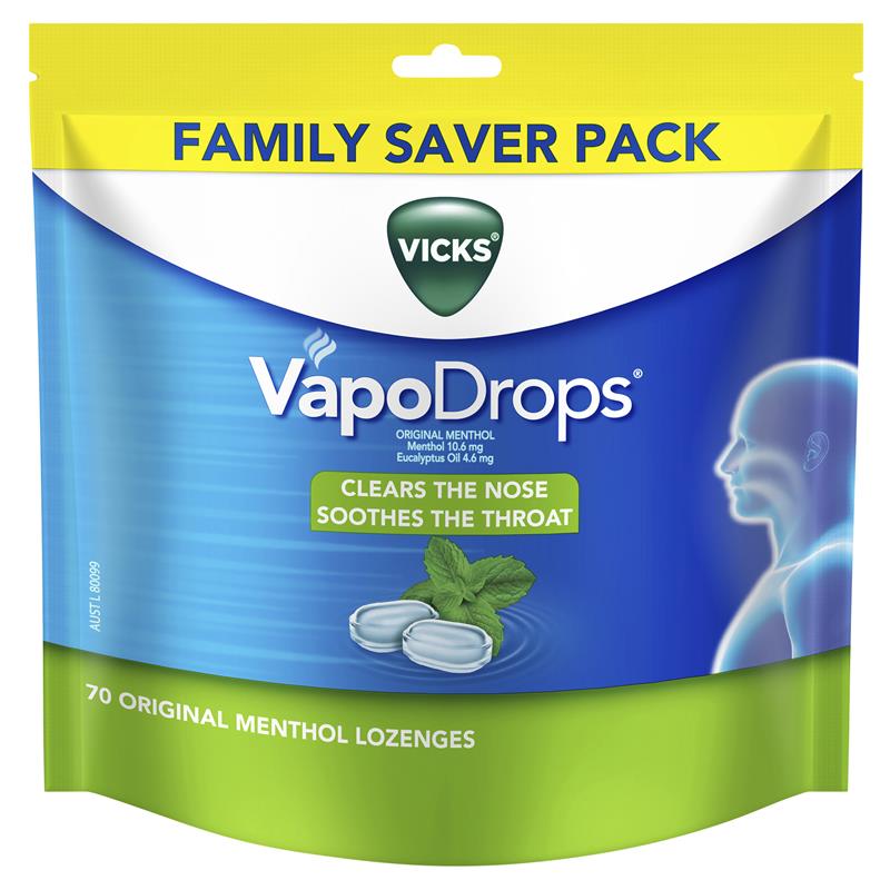Load image into Gallery viewer, Vicks VapoDrops Original Menthol 70 Lozenges
