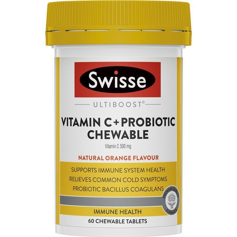 Load image into Gallery viewer, Swisse Vitamin C + Probiotic Chewable 60 Chewable Tablets

