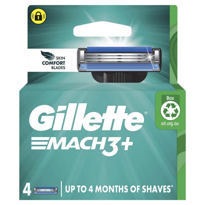 Load image into Gallery viewer, Gillette Mach 3+ Replacement Razor Blades 4 Pack
