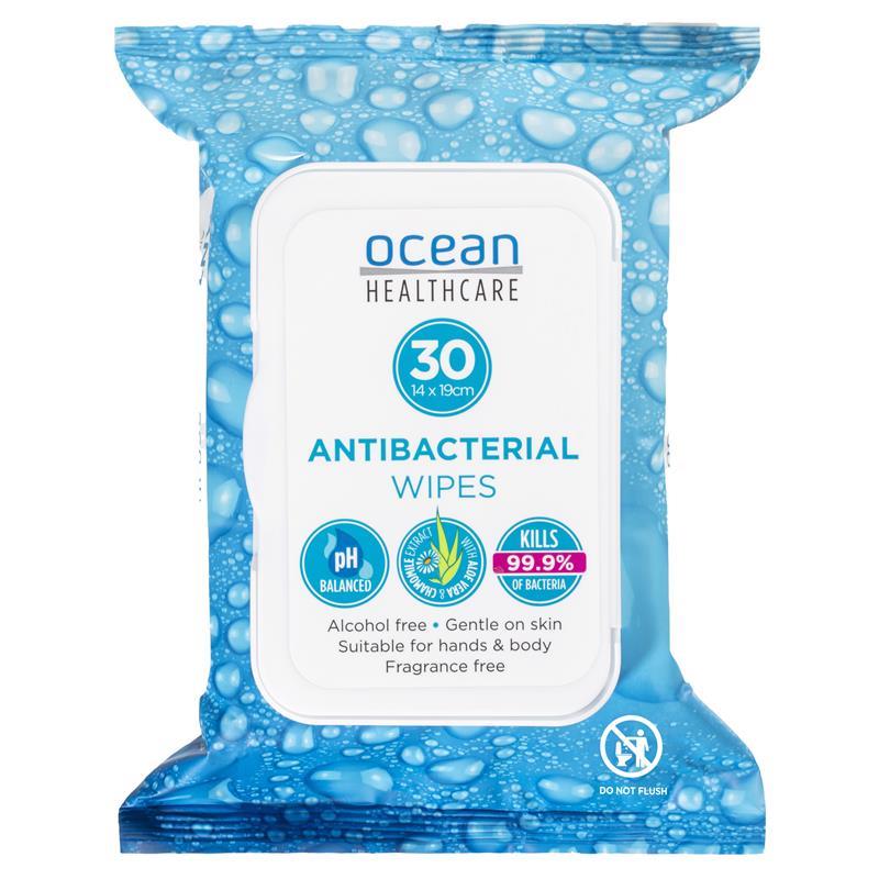 Load image into Gallery viewer, Ocean Antibacterial Wipes 30 Pack
