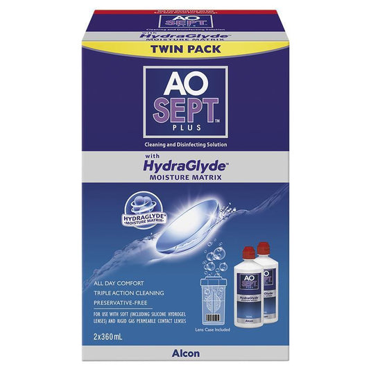 Aosept Plus with HydraGlyde 360ml Twin Pack