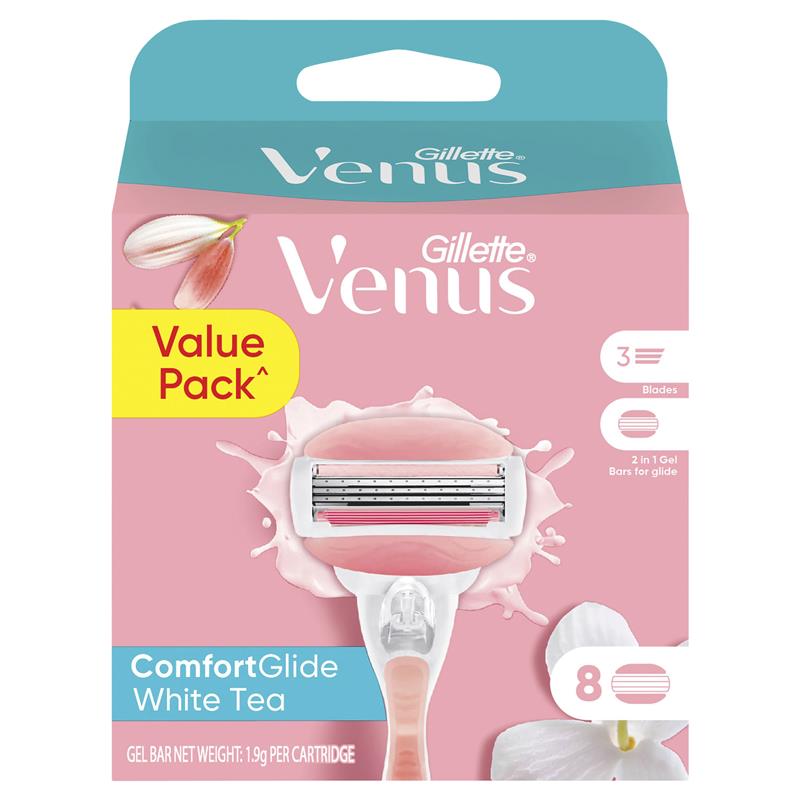 Load image into Gallery viewer, Gillette Venus Comfort Glide White Tea Blade Refills 8 Pack
