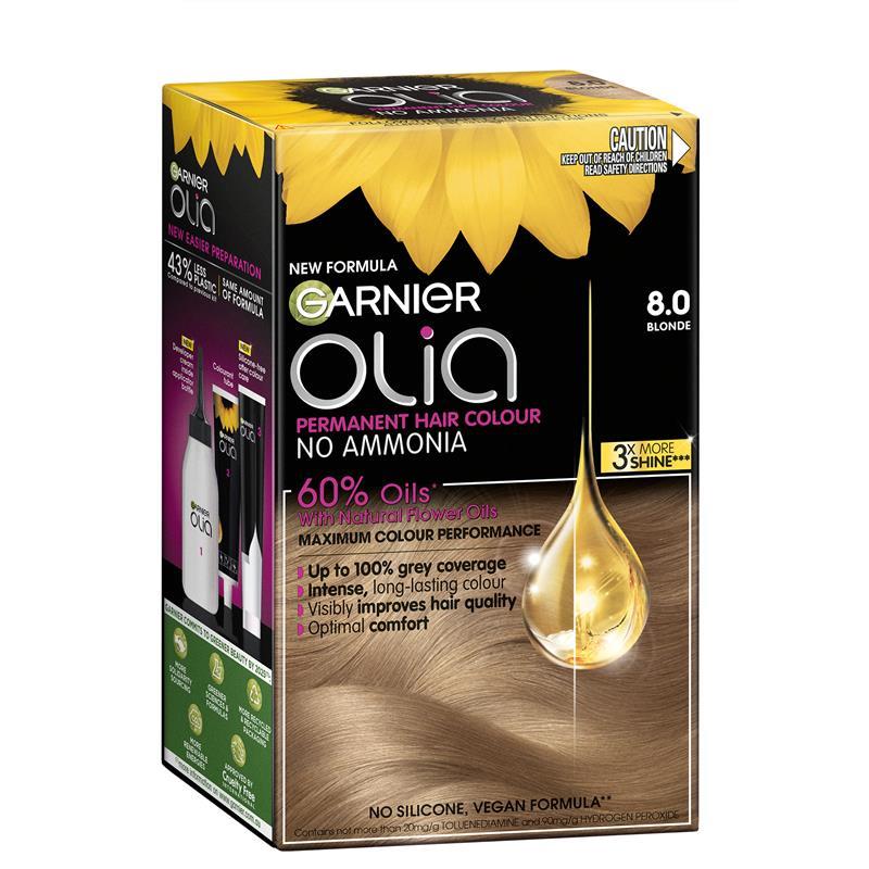 Load image into Gallery viewer, Garnier Olia 8.0 Blonde Permanent Hair Colour No Ammonia 60% Oils
