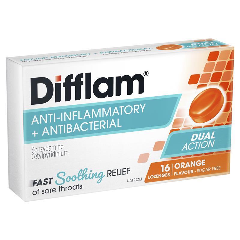 Load image into Gallery viewer, Difflam Sore Throat Sugar Free Orange 16 Lozenges
