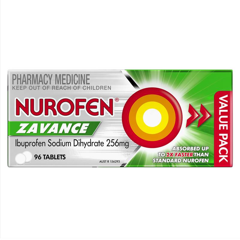 Load image into Gallery viewer, Nurofen Zavance Fast Pain Relief Tablets 256mg Ibuprofen 96 Pack
