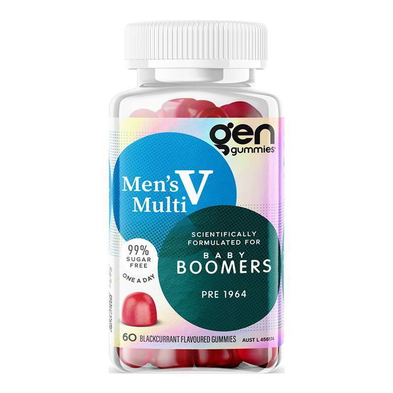 Load image into Gallery viewer, GEN Baby Boomer Gummies Men's Multivitamin Blackcurrant 60 Pack
