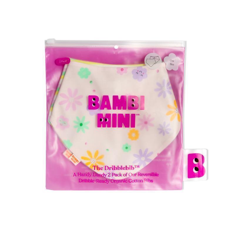 Load image into Gallery viewer, Bambi Mini Co. Dribblebib GirIs Neon Floral and Candy Stripe Reverse Bibs 2 Pack
