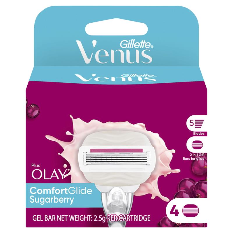 Load image into Gallery viewer, Gillette Venus Comfort Glide Sugarberry Blade Refills 4 Pack
