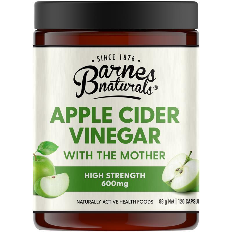 Load image into Gallery viewer, Barnes Naturals Apple Cider Vinegar with The Mother 600mg 120 Capsules
