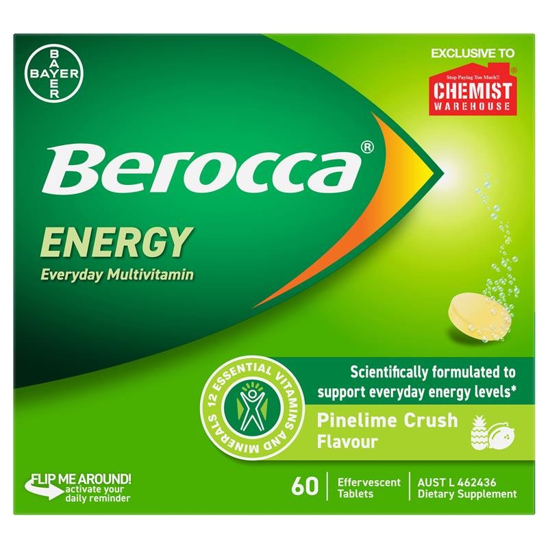 Load image into Gallery viewer, Berocca Energy Pinelime Crush 60 Effervescent Tablets Exclusive
