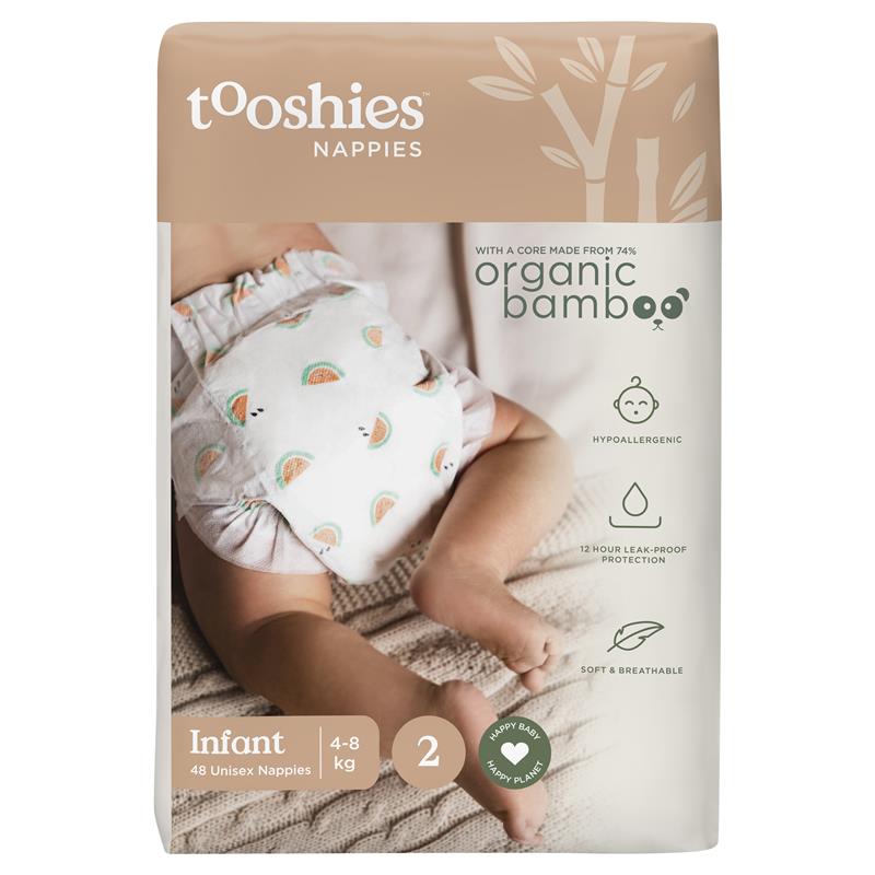 Load image into Gallery viewer, Tooshies Eco Nappies with Organic Bamboo Size 2 Infant 4-8kg, 48 Pack
