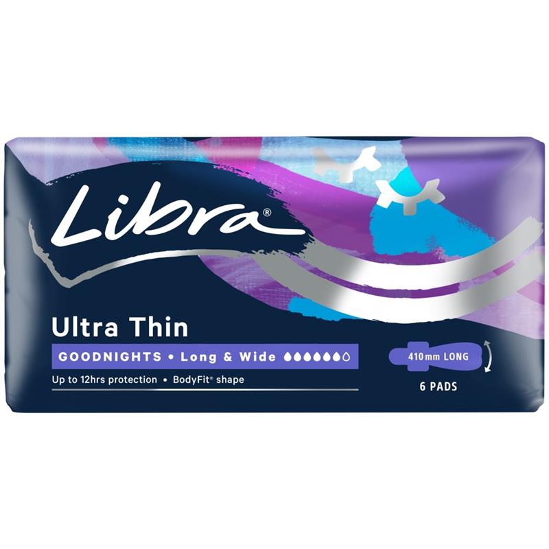 Load image into Gallery viewer, Libra Goodnights Pads Ultra Thin Long &amp; Wide 6 Pack
