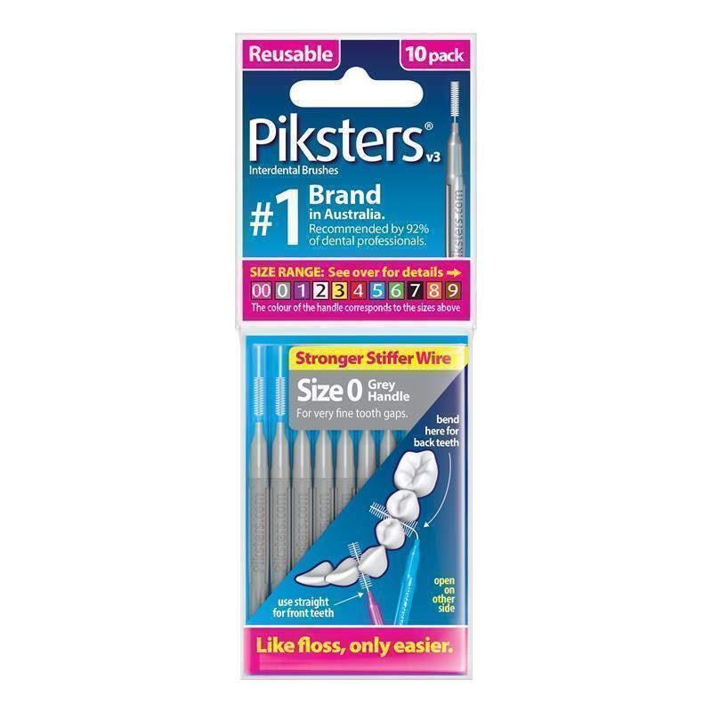 Load image into Gallery viewer, Piksters Interdental Brushes Size 0 Grey 10 Pack
