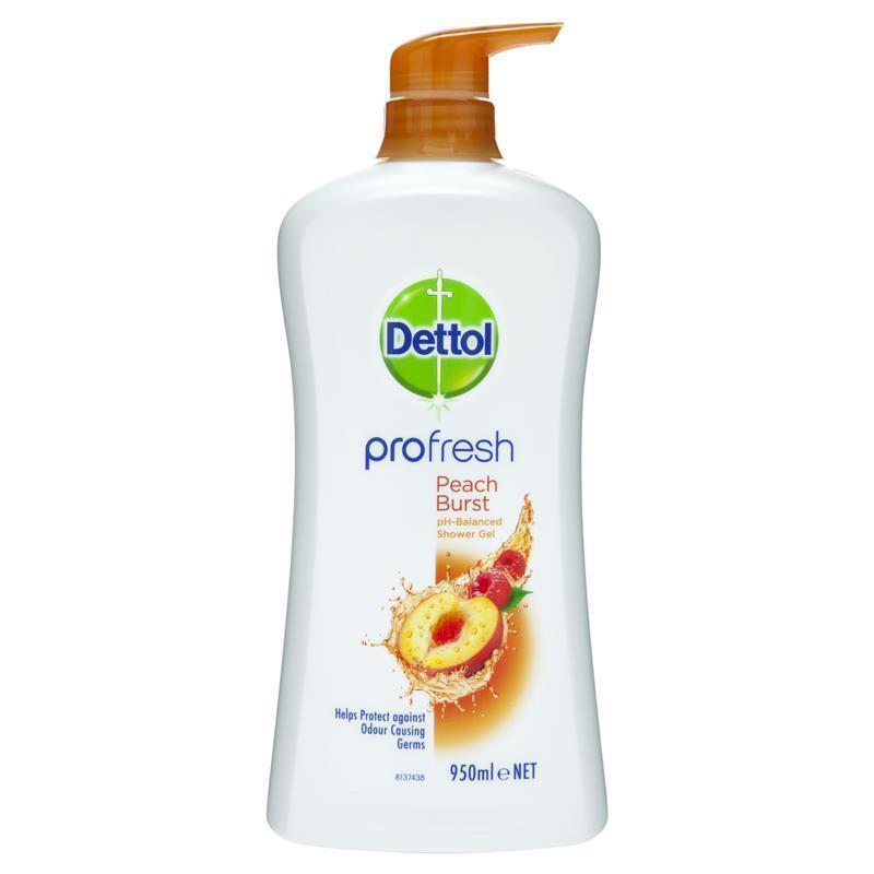 Load image into Gallery viewer, Dettol Shower Cream Peach &amp; Raspberry 950mL Profresh Body Wash

