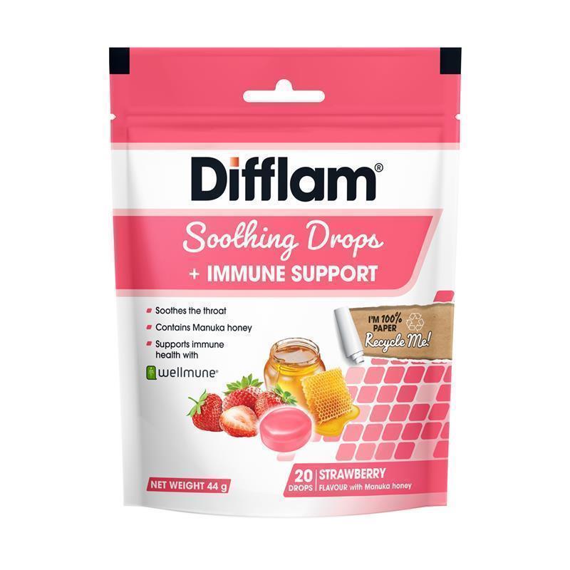 Load image into Gallery viewer, Difflam Soothing Drops + Immune Support Strawberry 20 Drops
