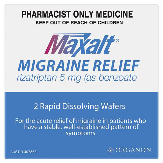 Maxalt Migraine Relief 5mg Wafer 2 Pack - Rizatriptan (S3)