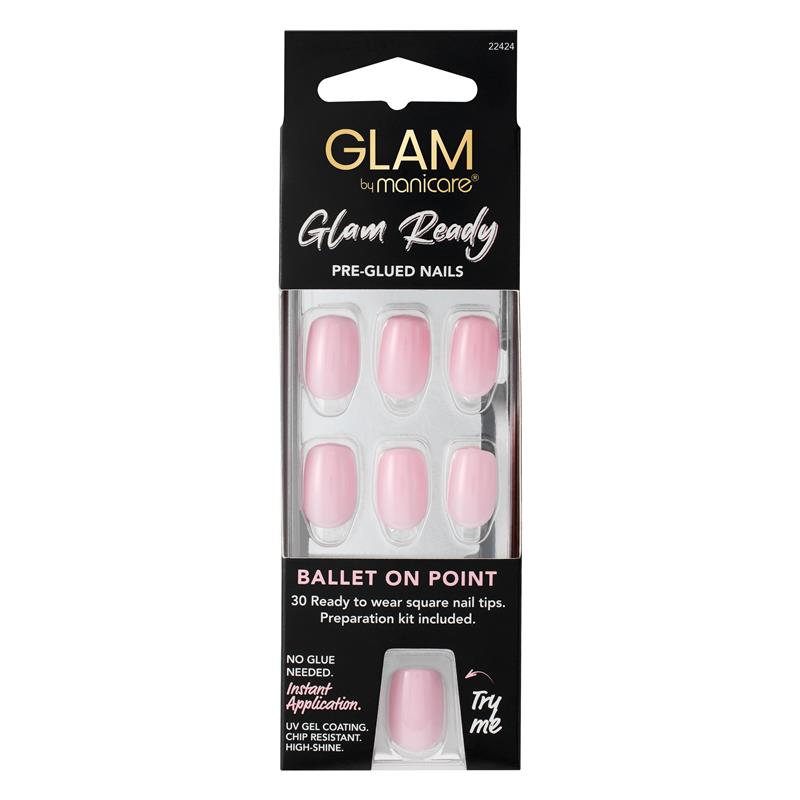 Load image into Gallery viewer, Glam By Manicare Glam Ready Pre-Glued Nails Ballet On Point 30 Pieces
