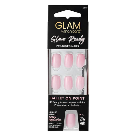 Glam By Manicare Glam Ready Pre-Glued Nails Ballet On Point 30 Pieces