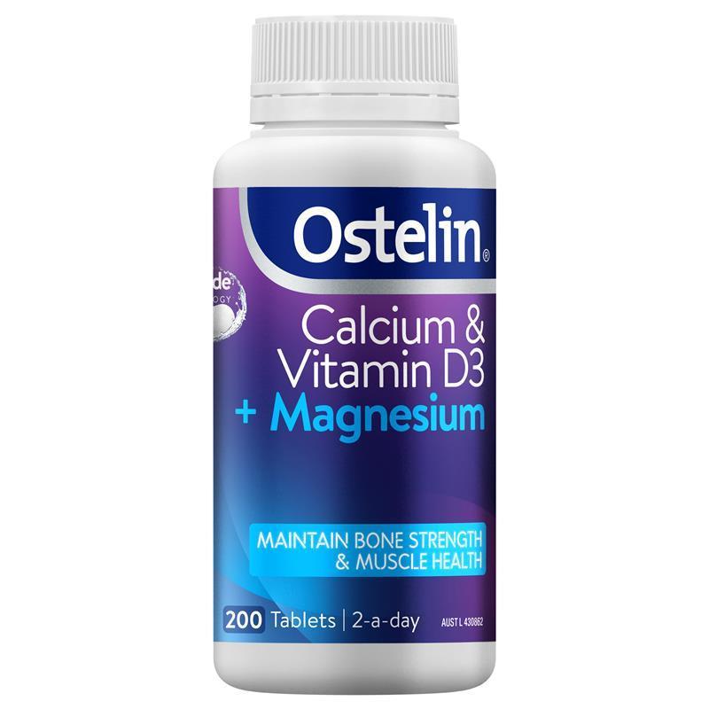 Load image into Gallery viewer, Ostelin Calcium &amp; Vitamin D3 + Magnesium 200 Tablets Exclusive Size
