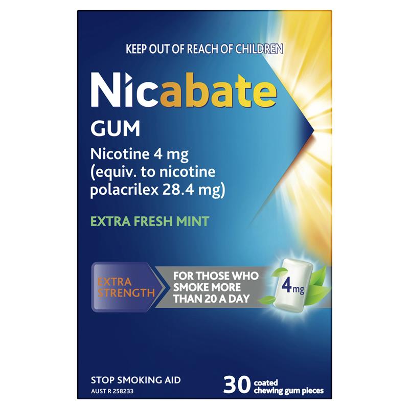 Load image into Gallery viewer, Nicabate Extra Fresh Mint Gum Quit Smoking 4mg 30 pieces

