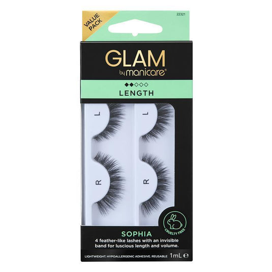 Glam By Manicare Sophia Lashes 2 Pack Length