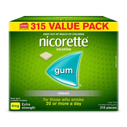 Nicorette Quit Smoking Extra Strength Nicotine Gum Classic Exclusive Size 315 Pack