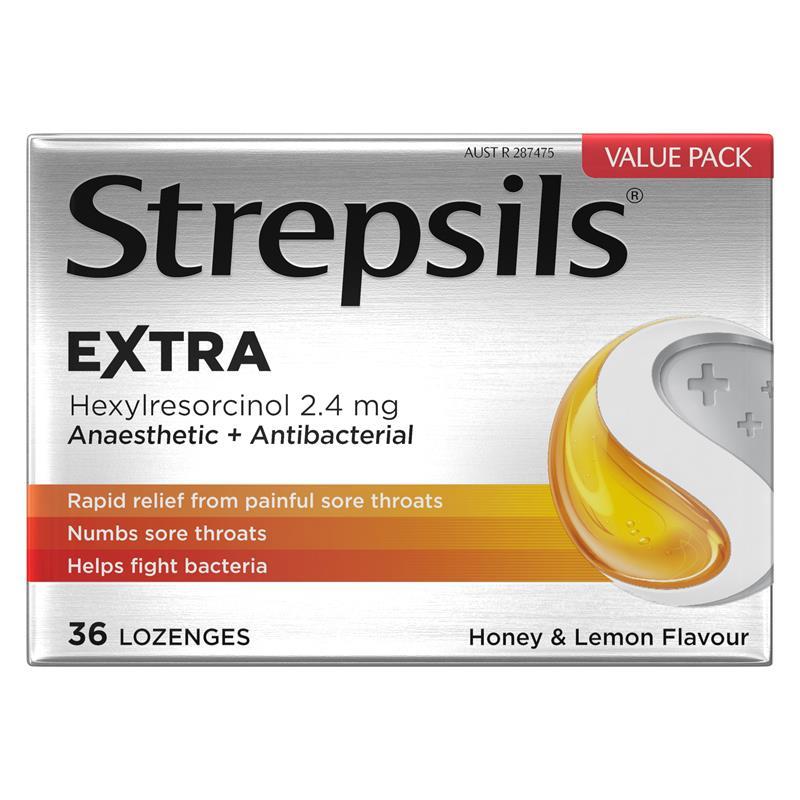 Load image into Gallery viewer, Strepsils Extra Sore Throat Lozenges Anaesthetic Honey &amp; Lemon 36 Pack
