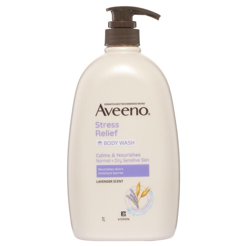 Load image into Gallery viewer, Aveeno Stress Relief Hydrating Lavender Scent Body Wash 1L
