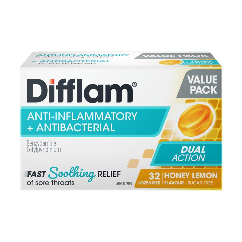 Load image into Gallery viewer, Difflam Sore Throat Sugar Free Honey And Lemon 32 Lozenges
